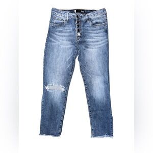 KUT from the Kloth Blue Distressed Catherine High Rise Ankle Straight Leg 8